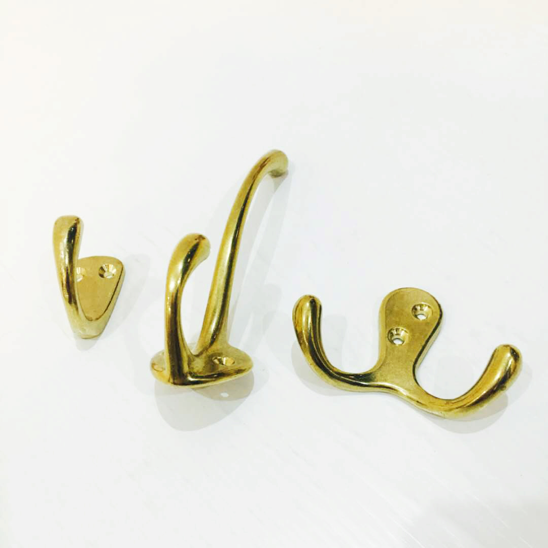single brass coat hook