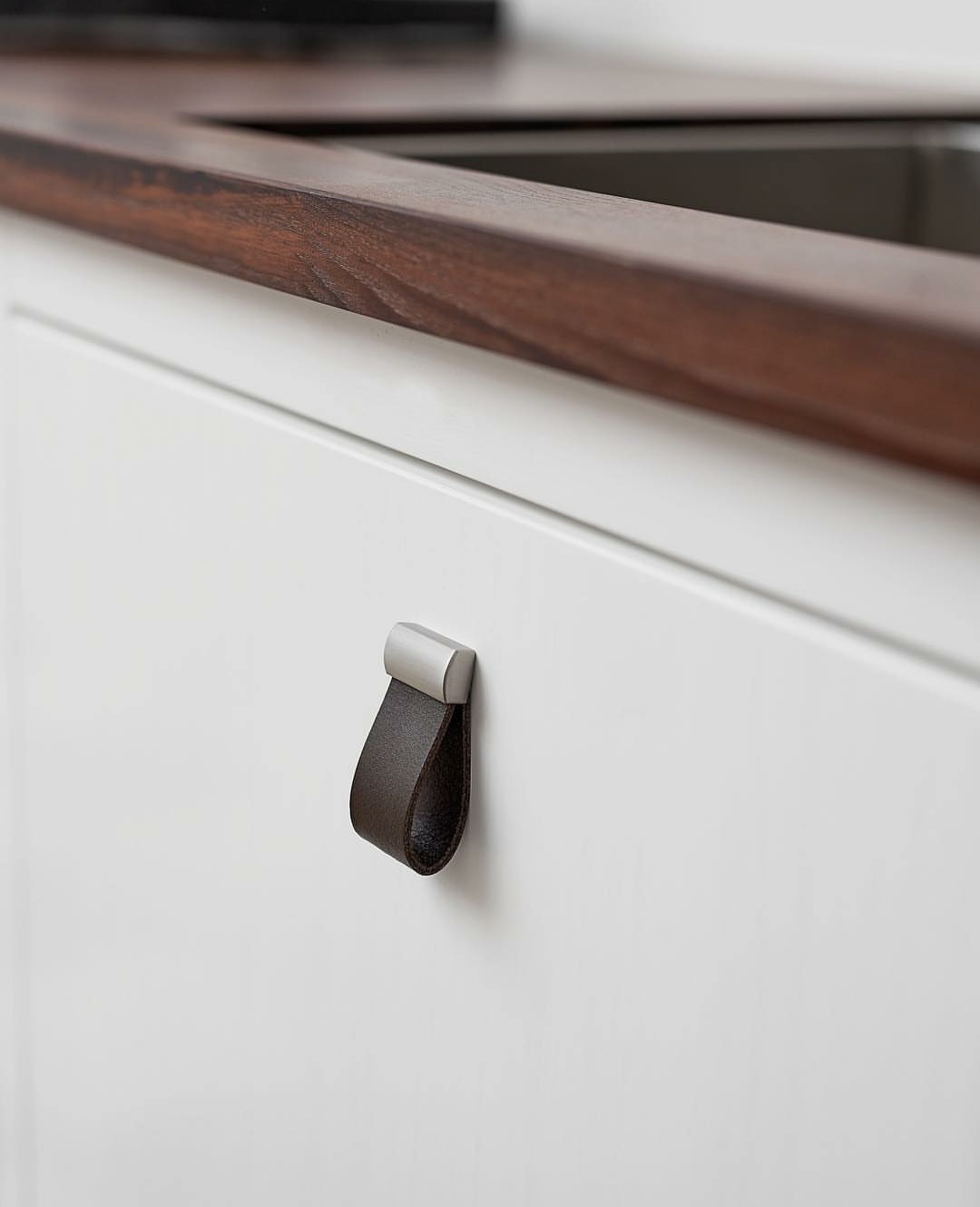 charcoal gray leather cabinet pulls