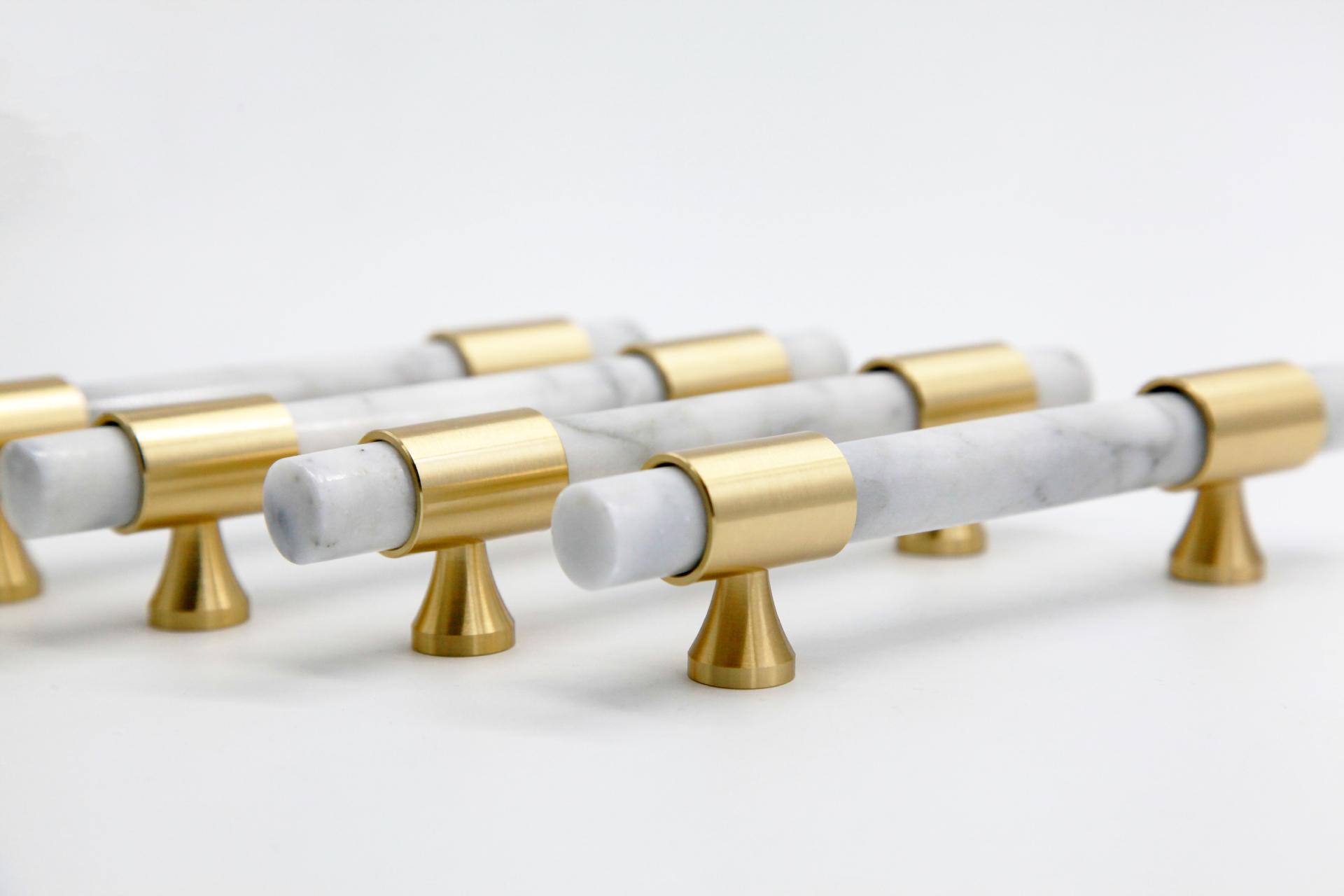 Natural Marble With Solid Brass Furniture Handle Furniture Hardware