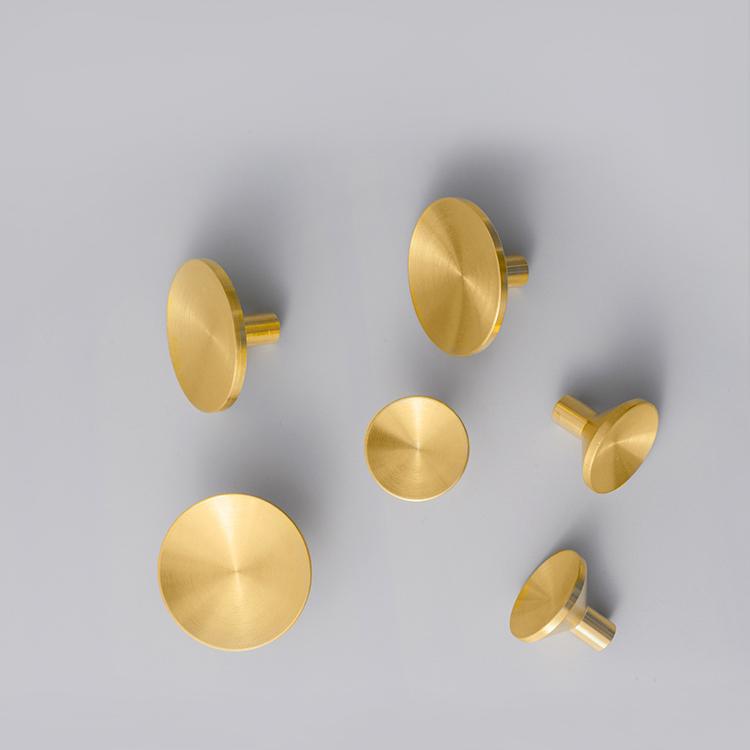 Goldenwarm Brushed Brass Round, Round Brass Knobs For Kitchen Cabinets