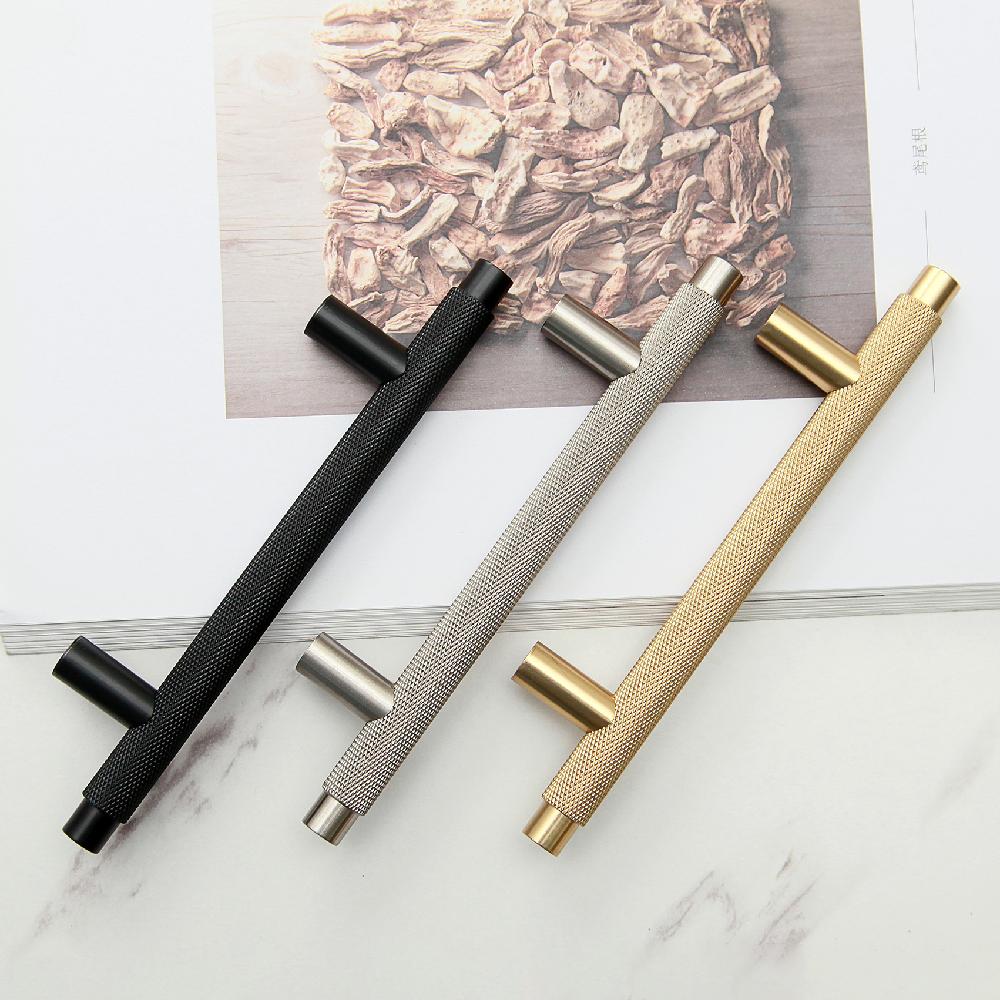 MAXERY Straight Leg Knurled Handles and Knobs Solid Brass